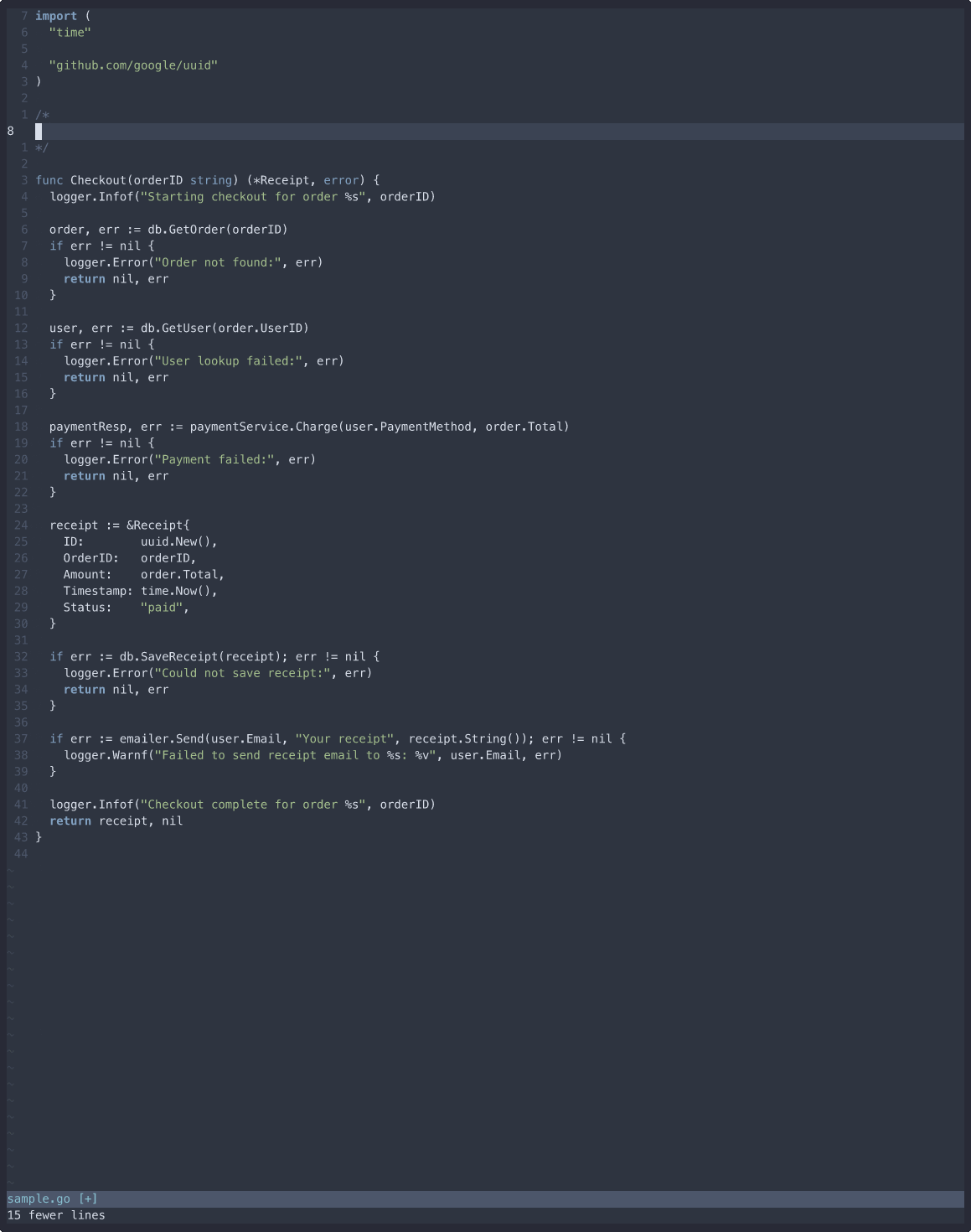 D2 Vim replace